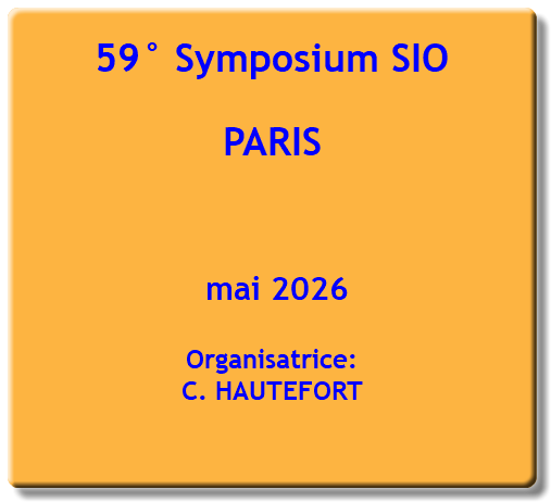 59° Symposium SIO PARIS mai 2026 Organisatrice: C. HAUTEFORT 