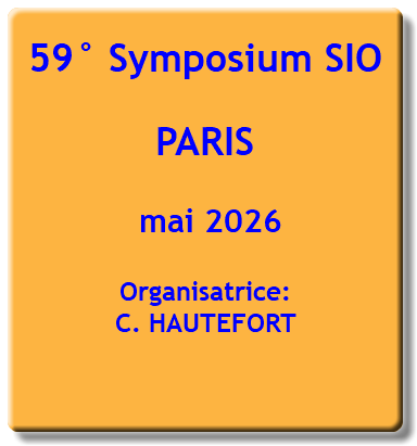 59° Symposium SIO PARIS mai 2026 Organisatrice: C. HAUTEFORT 